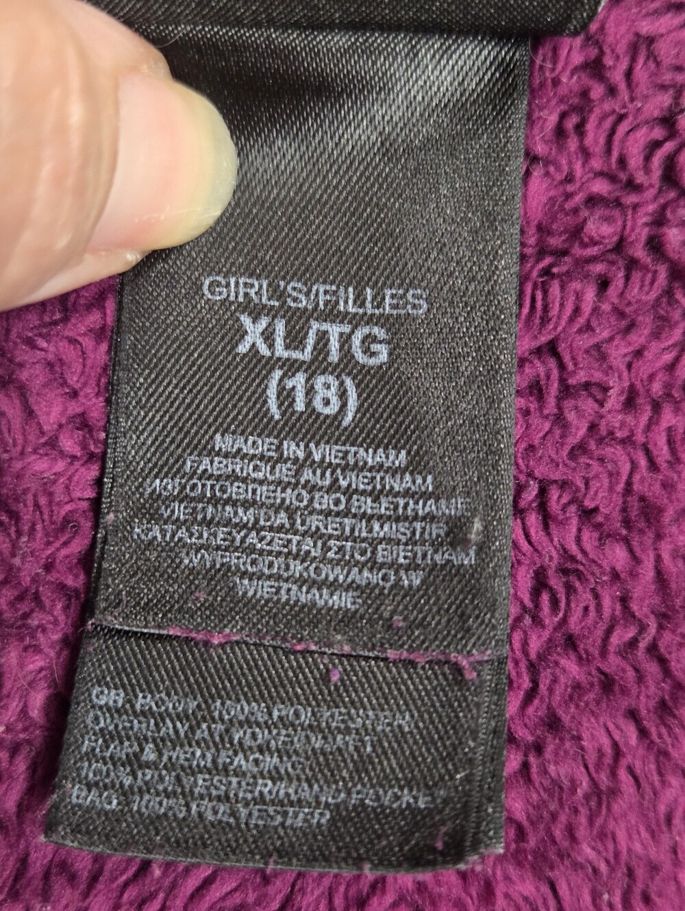 The North Face Girls Full-Zip Oso Plush Hoodie in Plum Girls Size XL/18 - Picture 2 of 11